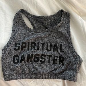 Spiritual Gangster - Gray Crop Sports Bra (Medium)